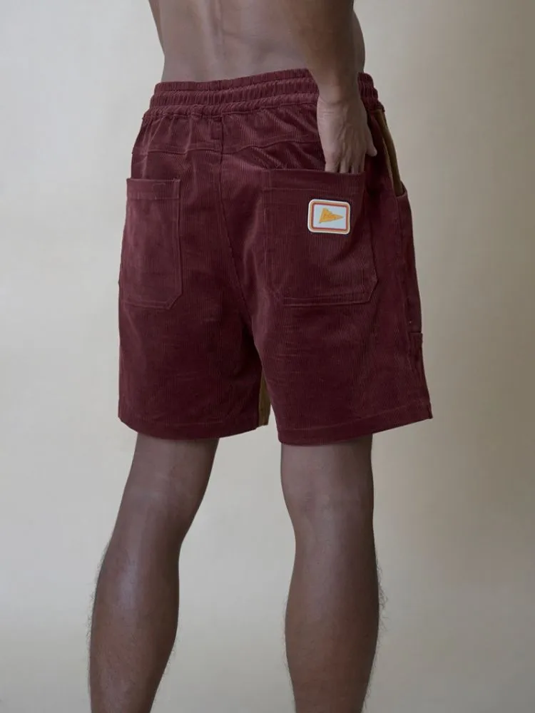 CHILLHANG 70s Retro Corduroy Patchwork Shorts