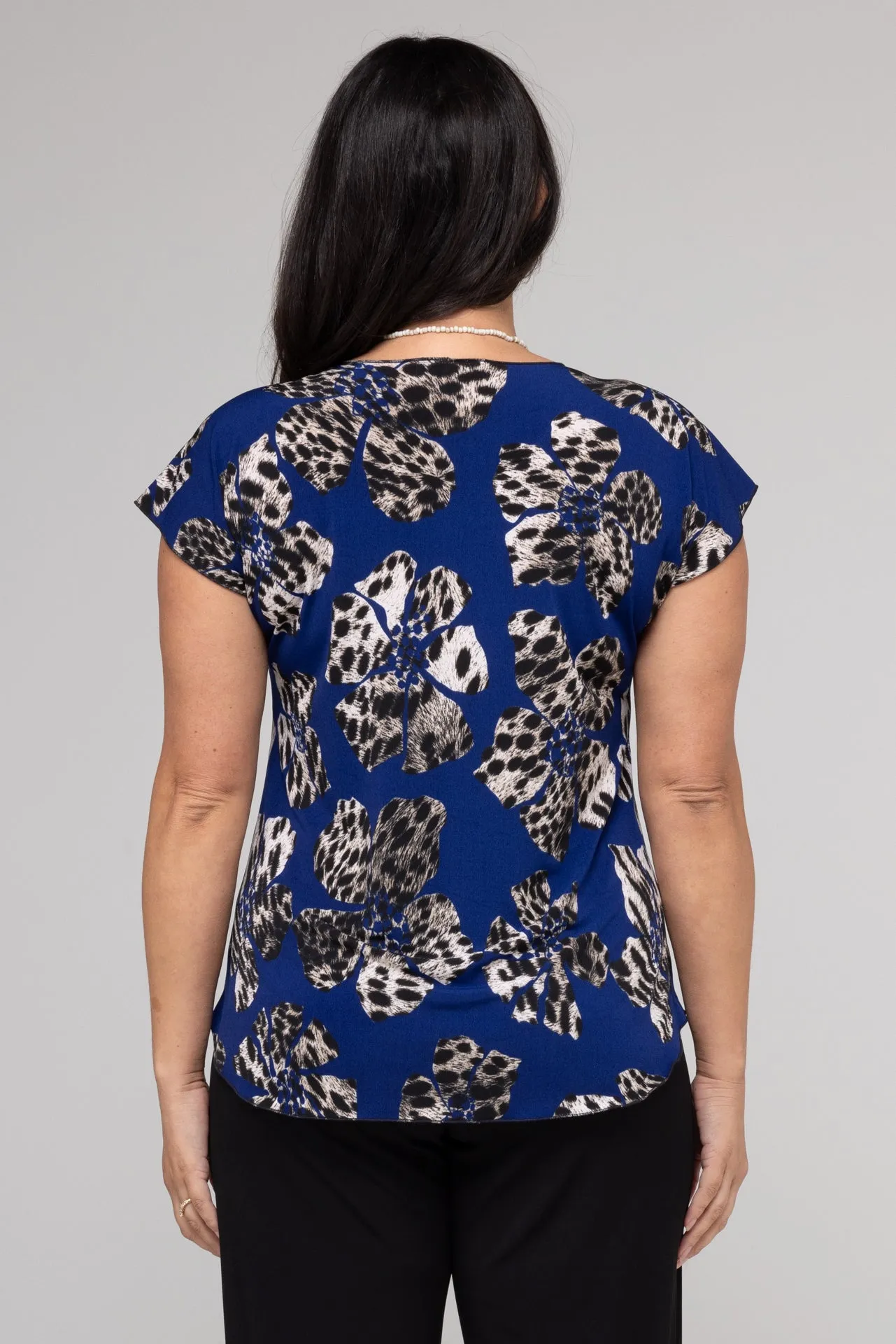 Cobalt Print Short Sleeve Jersey Top