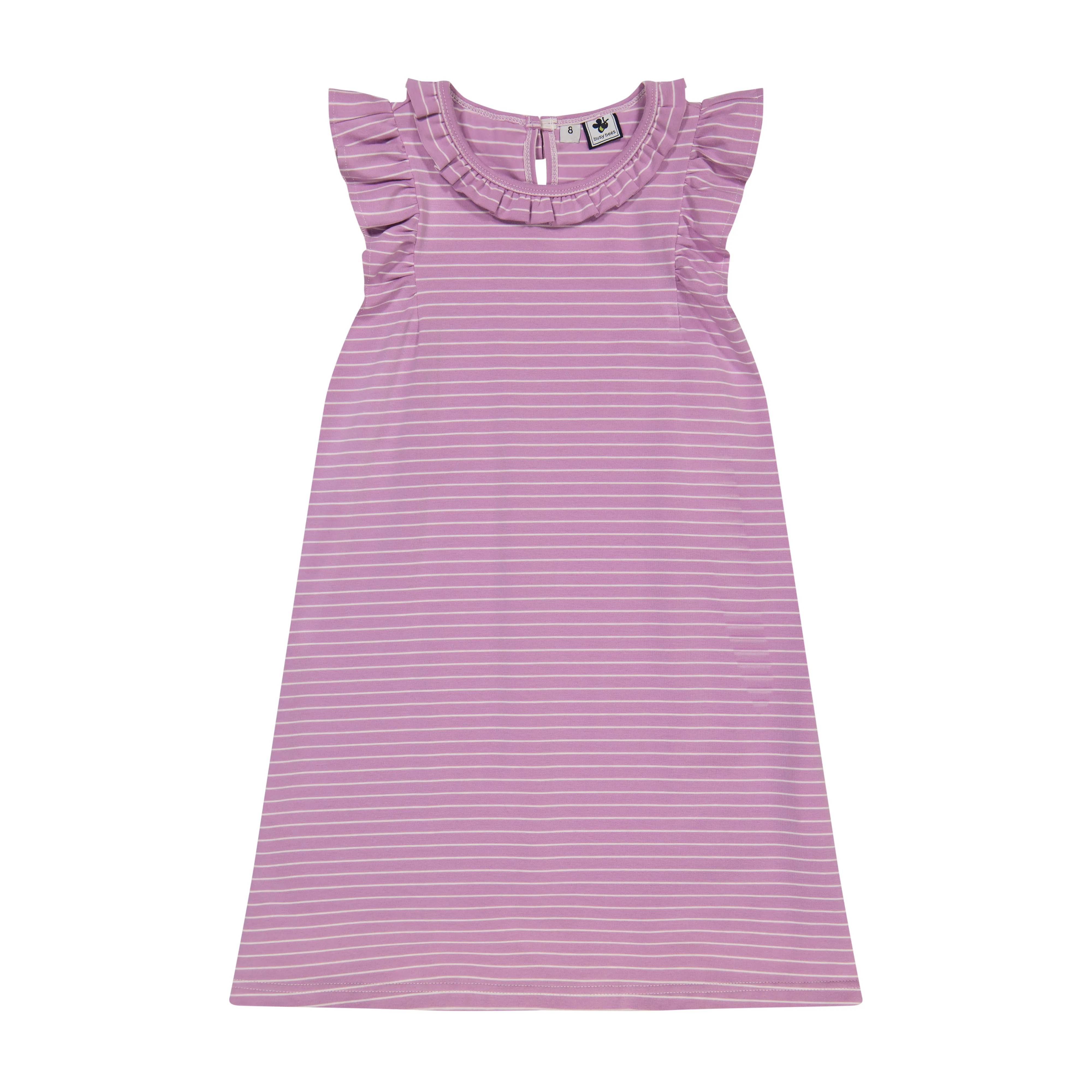 Colette Ruffle Dress Lavendar Stripe