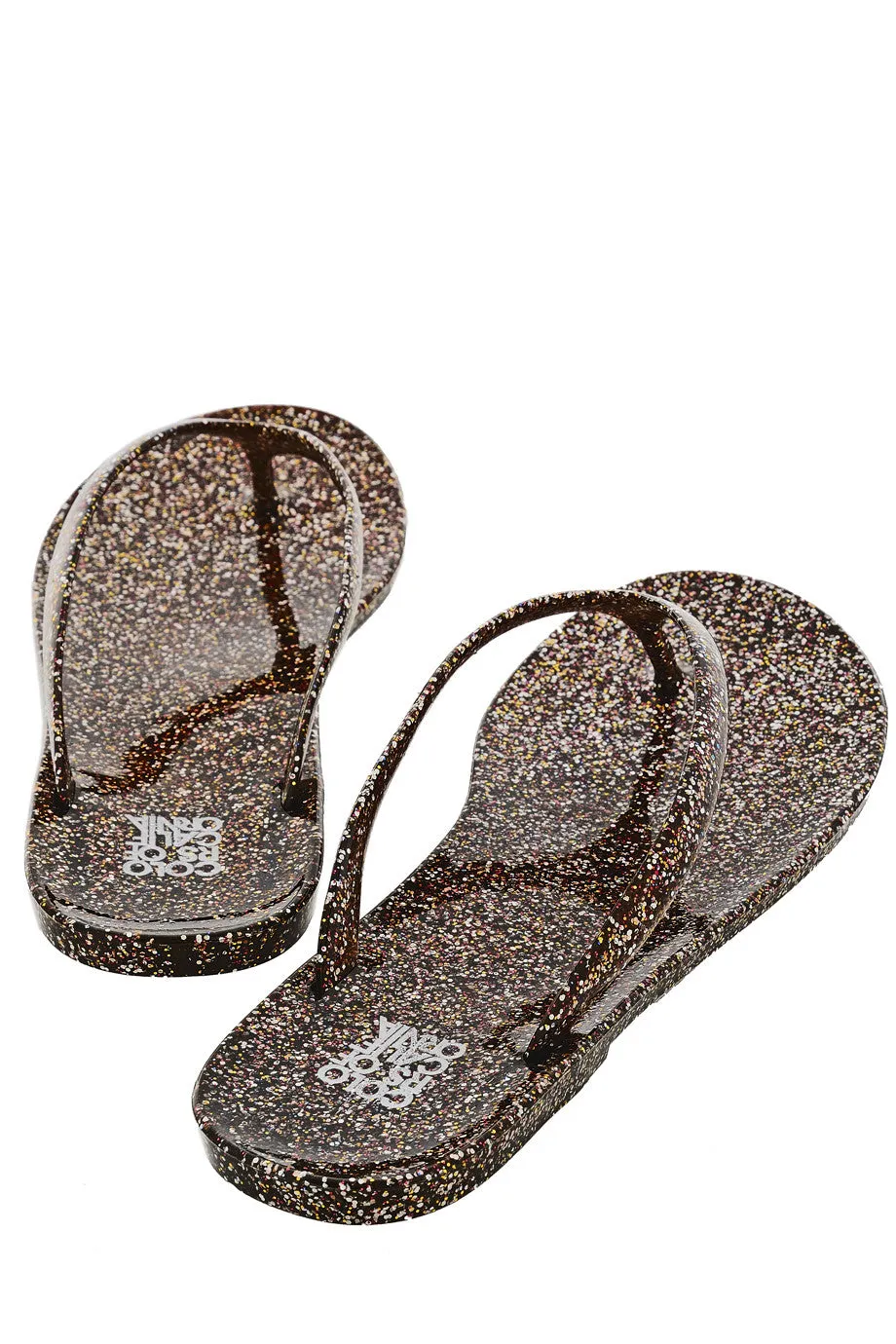 COLORS OF CALIFORNIA GLITTER Bronze Thong Flip Flops