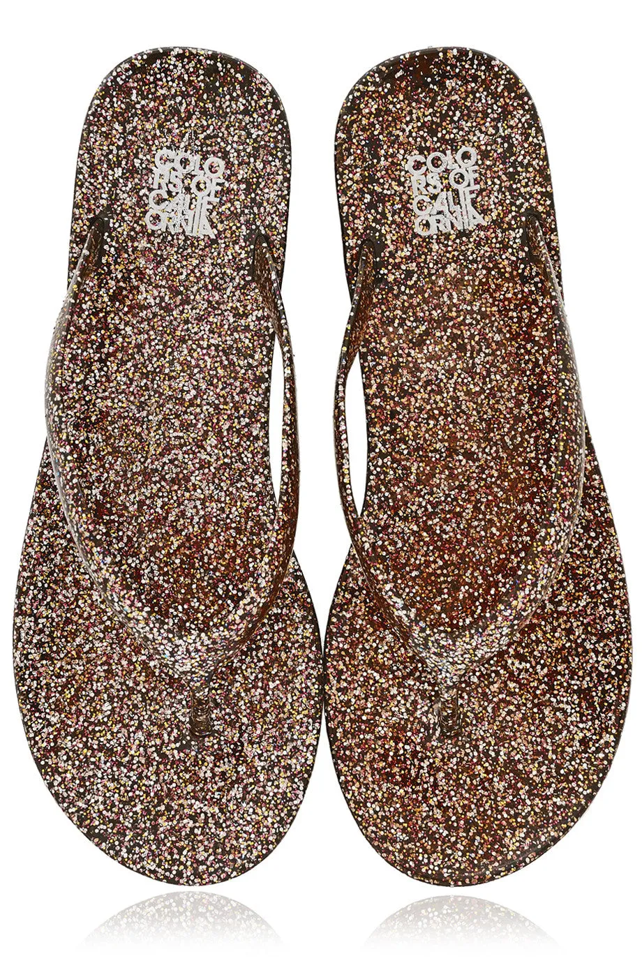 COLORS OF CALIFORNIA GLITTER Bronze Thong Flip Flops