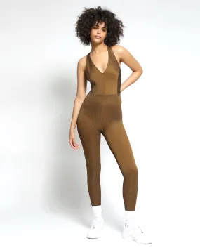 Colorsphere Rib Cross-Back V Neck Jumpsuit (FINAL SALE)