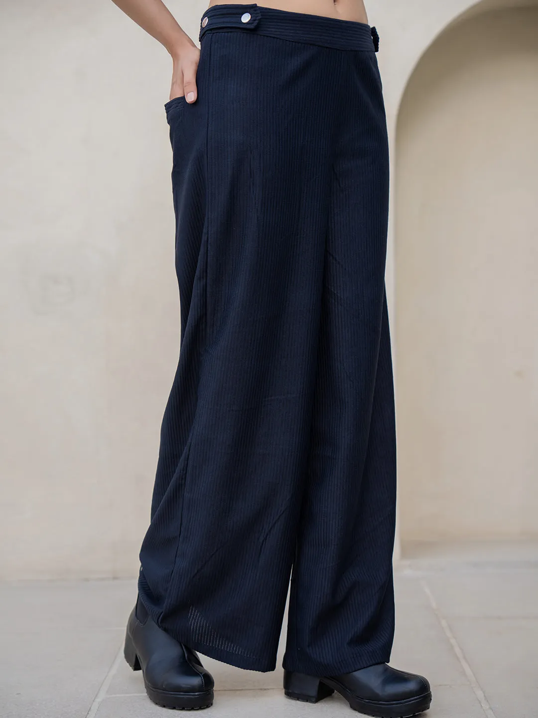 Corduroy Black High Waist Pants