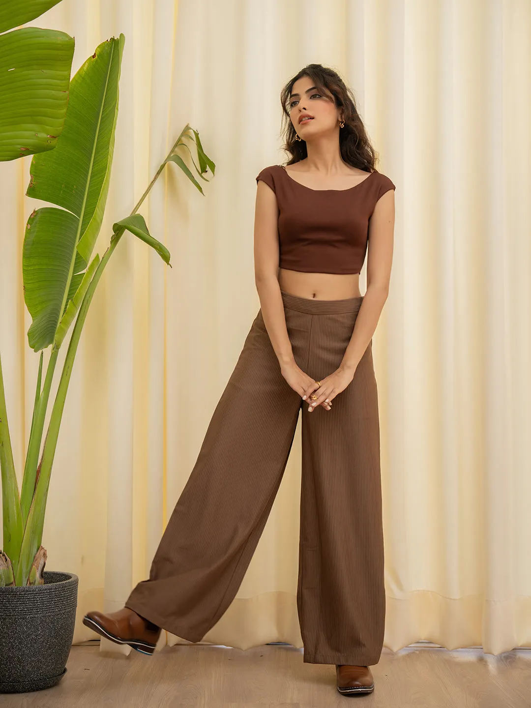 Corduroy Brown High Waist Pants