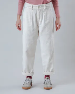 Corduroy Pleated Pants Ecru