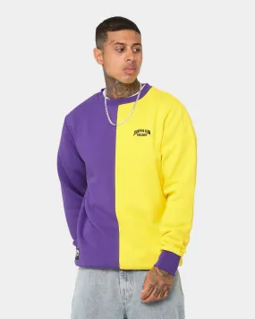 Deathrow Records Half Half Crewneck Purple/Yellow