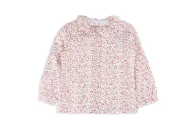 Diva Pink Floral and Butterfly Printed Top with Ruffle Collar