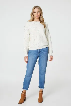 Dotted Knit Long Sleeve Jumper