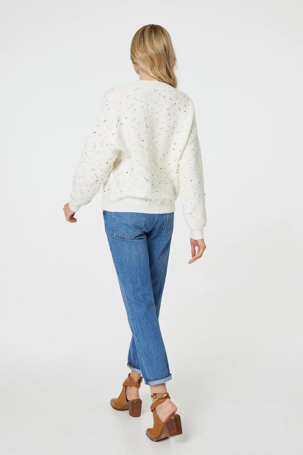 Dotted Knit Long Sleeve Jumper