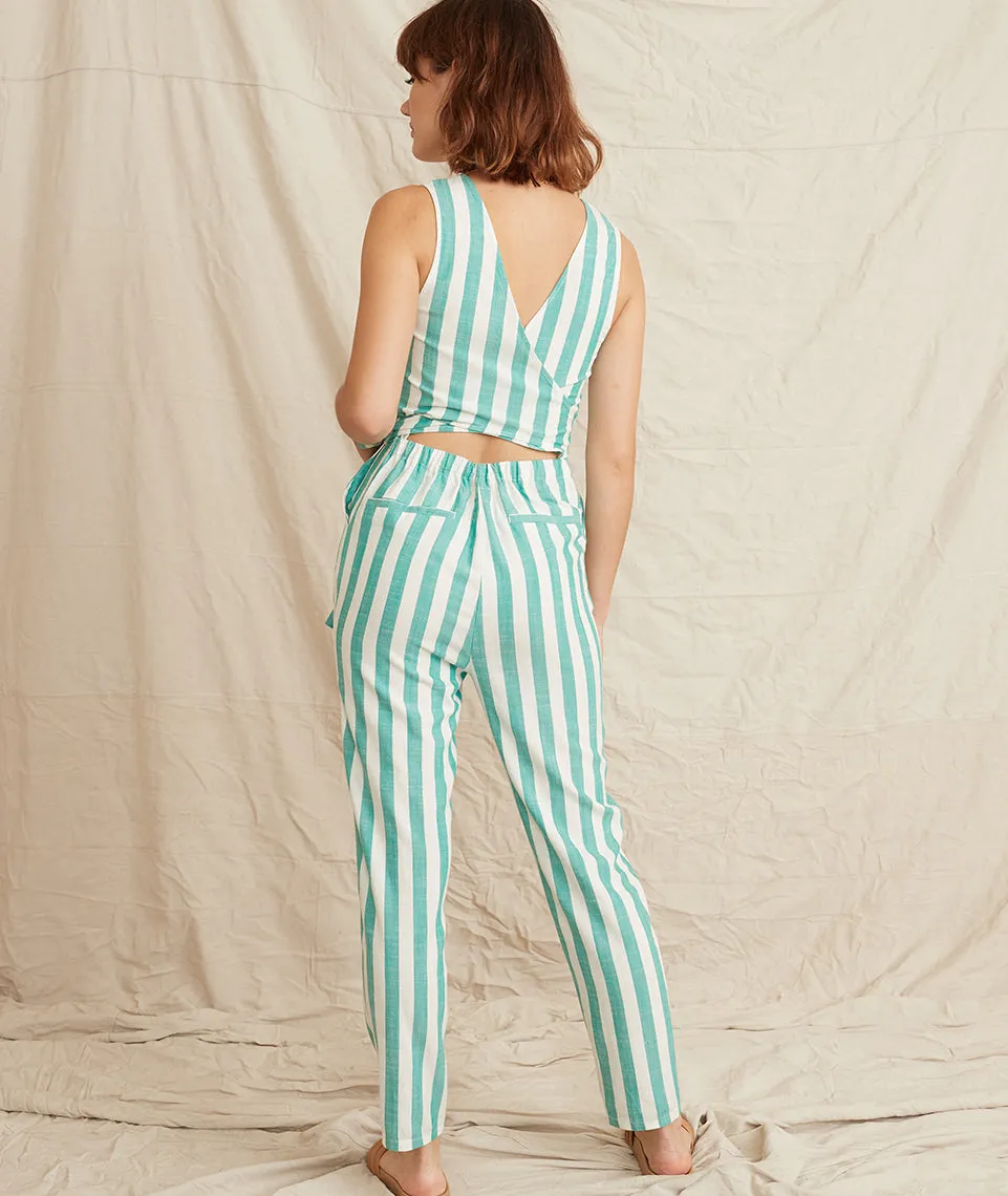 Eloise Jumpsuit in Green Lake/White Stripe