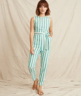 Eloise Jumpsuit in Green Lake/White Stripe