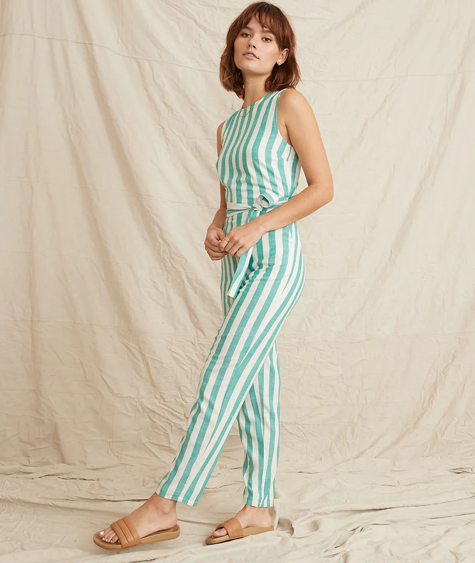 Eloise Jumpsuit in Green Lake/White Stripe