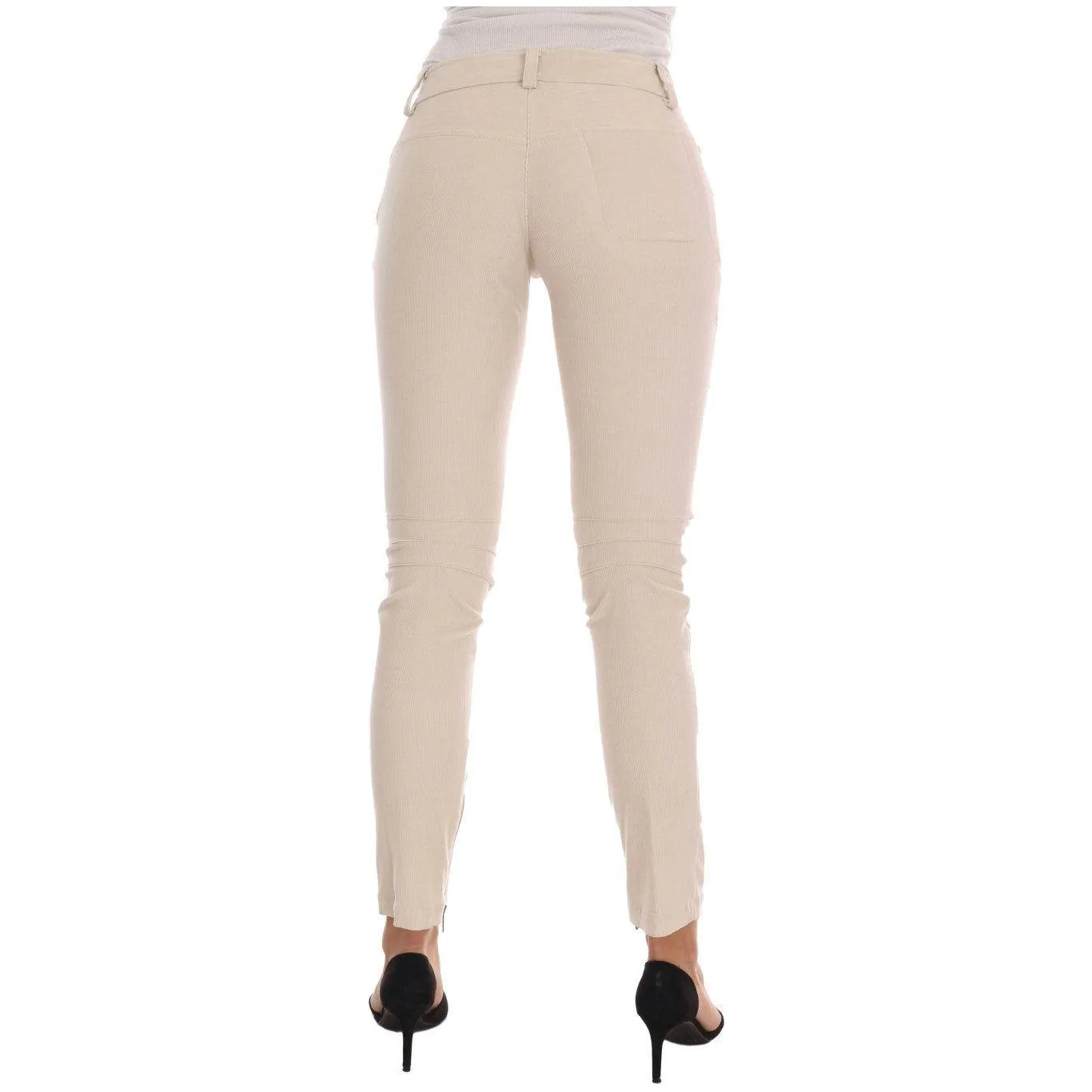 Ermanno Scervino Chic Beige Corduroy Skinny Slim Fit Pants