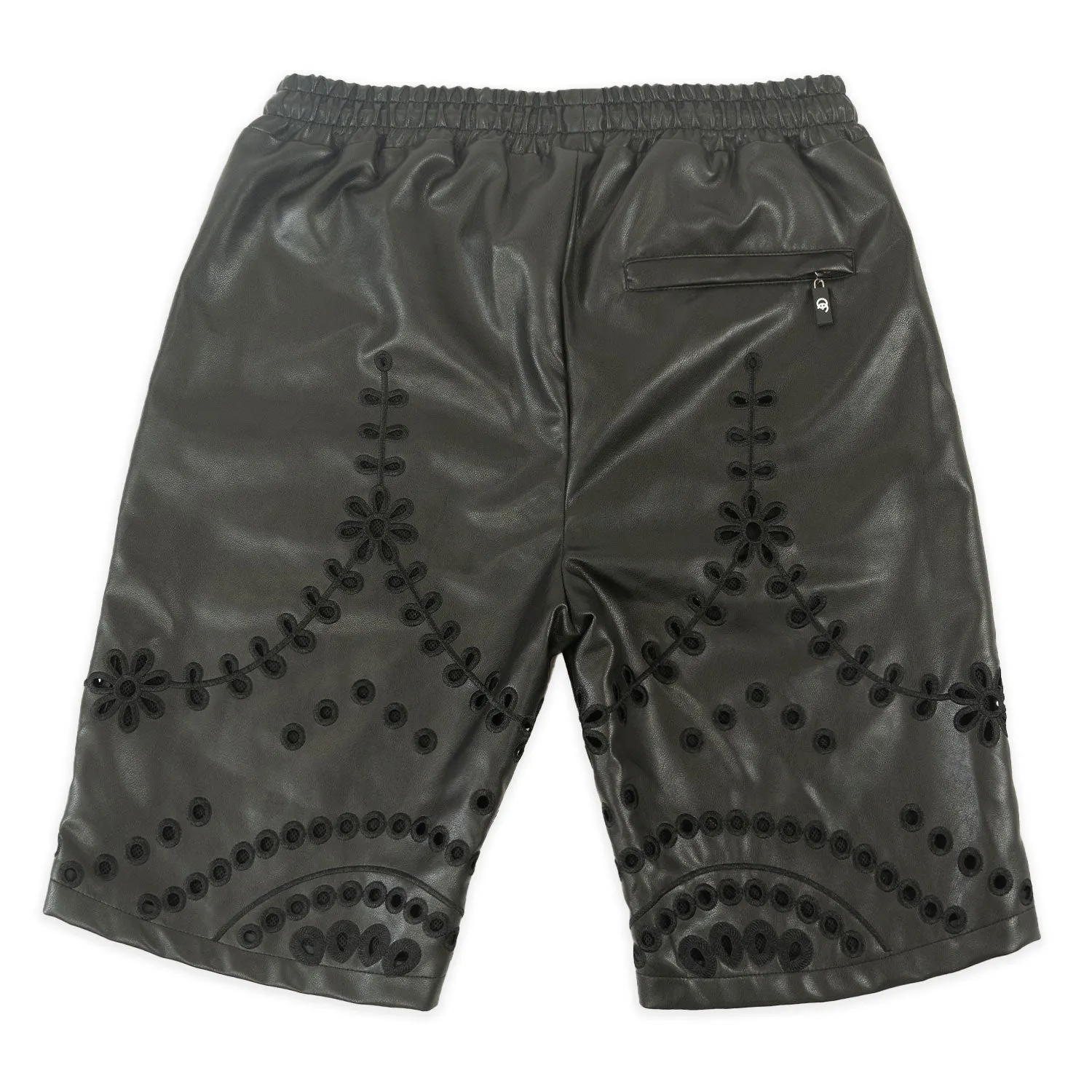 F601 Cashay Vegan Leather Shorts - Black