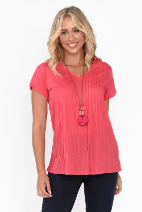 Fia Cherry Crinkle Cotton Top