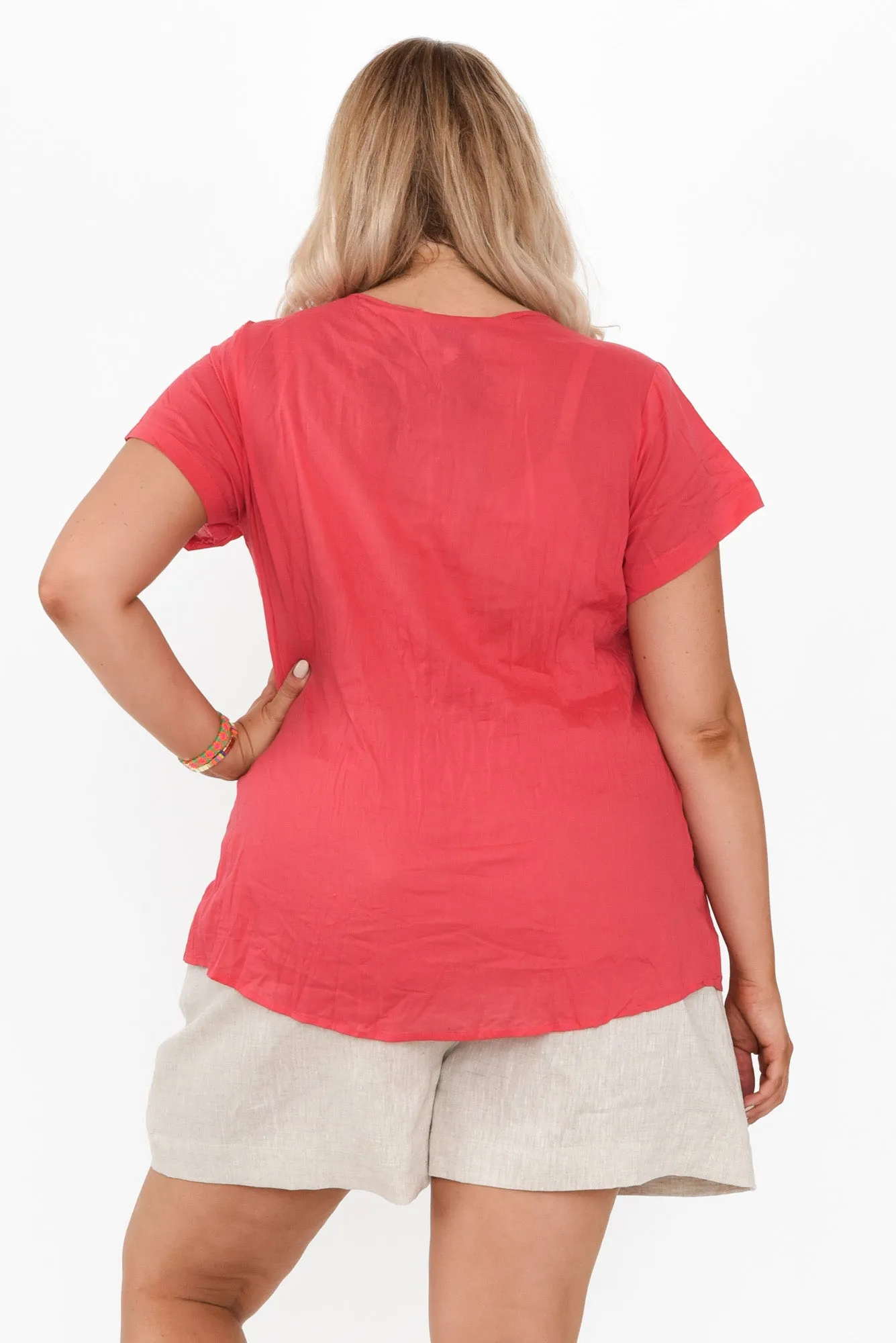 Fia Cherry Crinkle Cotton Top