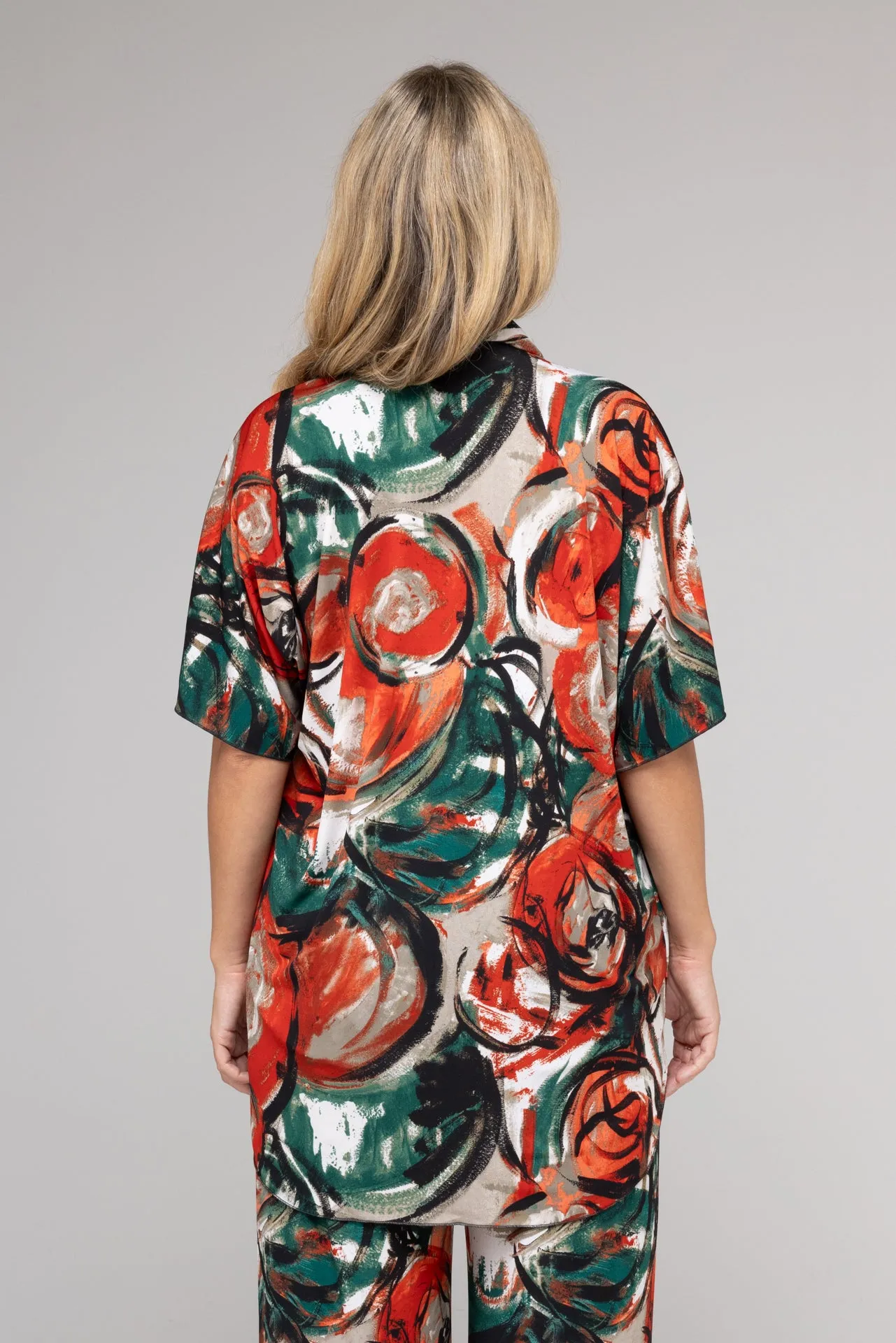 Fire Print Jersey Short Sleeve Kimono