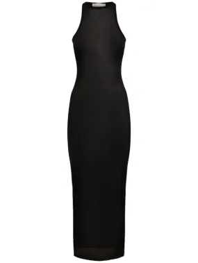 Fleur Du Mal   Sheer knit racer viscose midi dress 