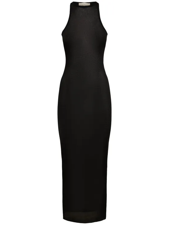 Fleur Du Mal   Sheer knit racer viscose midi dress 