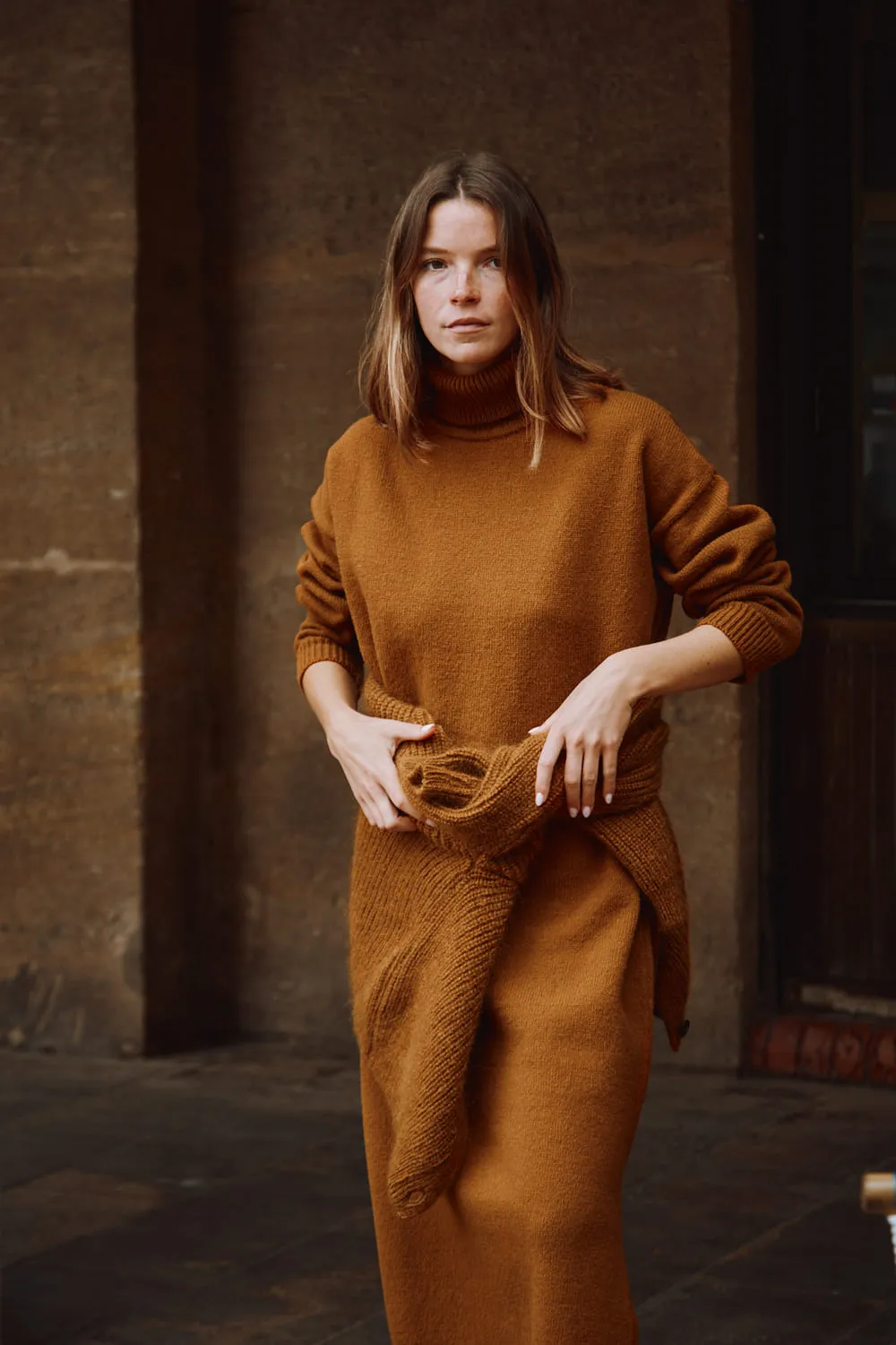 FREYA Knit Dress in Merino Wool - Amber