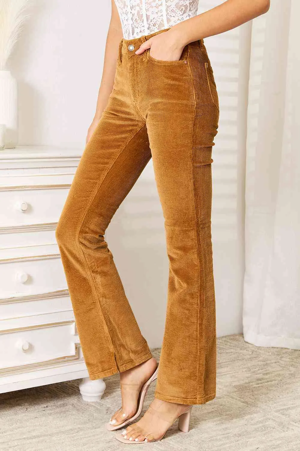 Full Size Mid Rise Corduroy Pants