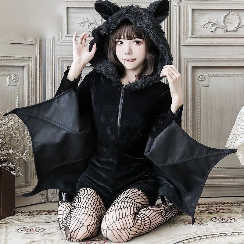 Fuzzy Black Bat Costume Set