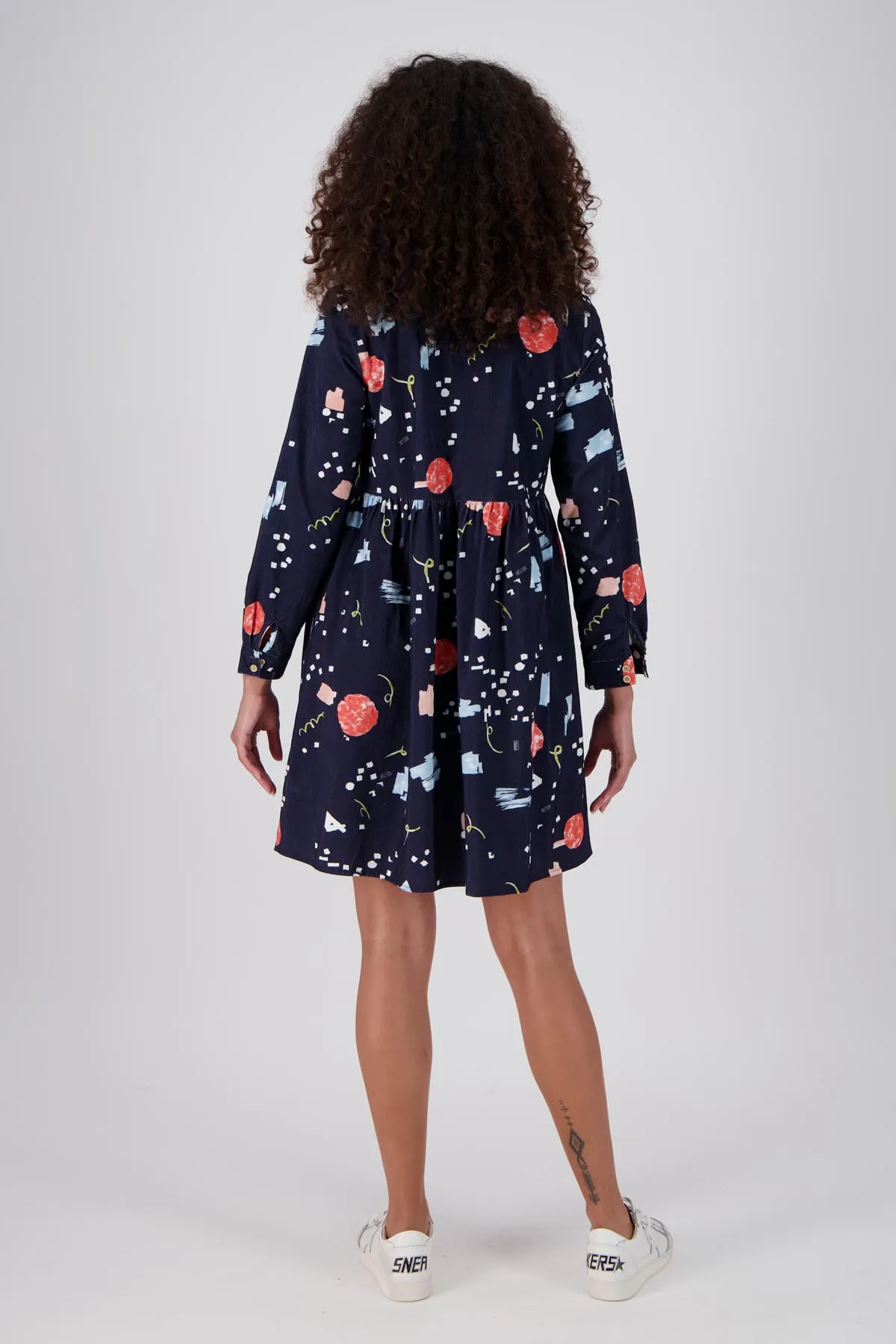 Galaxy Tunic Dress Navy in Fine Cord