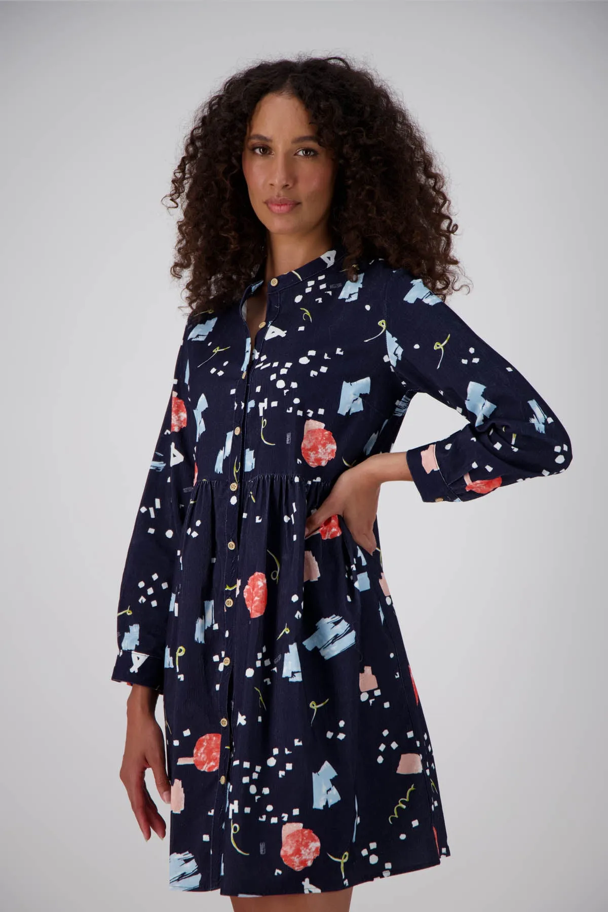 Galaxy Tunic Dress Navy in Fine Cord