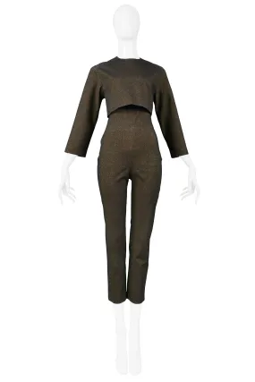 GAULTIER BRONZE METALLIC JUMPSUIT & CROPPED JACKET ENSEMBLE