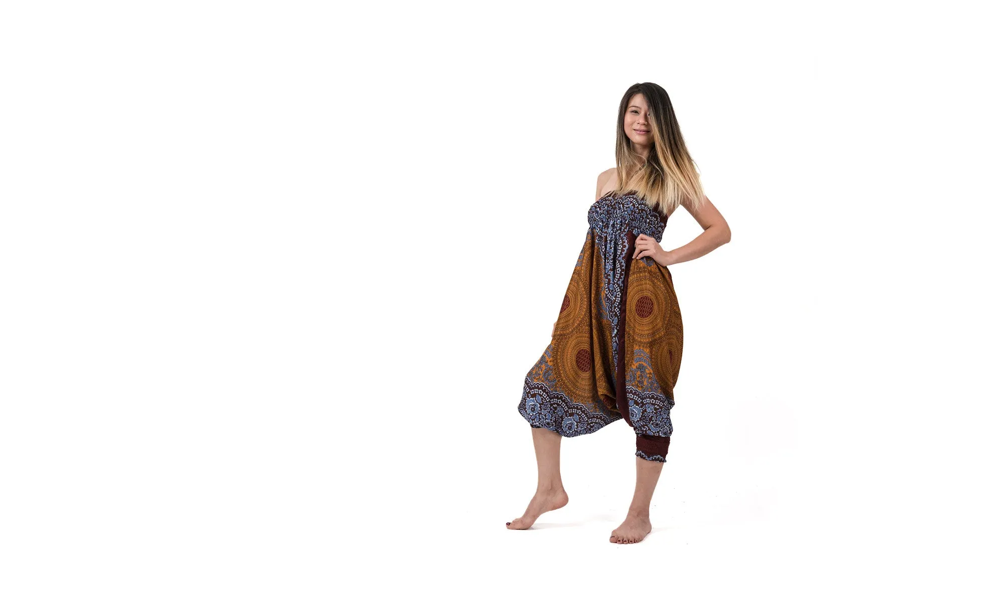 Geometric Mandalas 2-in-1 Jumpsuit Harem Pants in Bronze