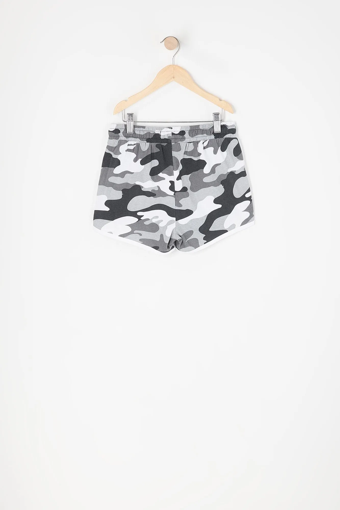 Girls Camo Drawstring Dolphin Hem Short