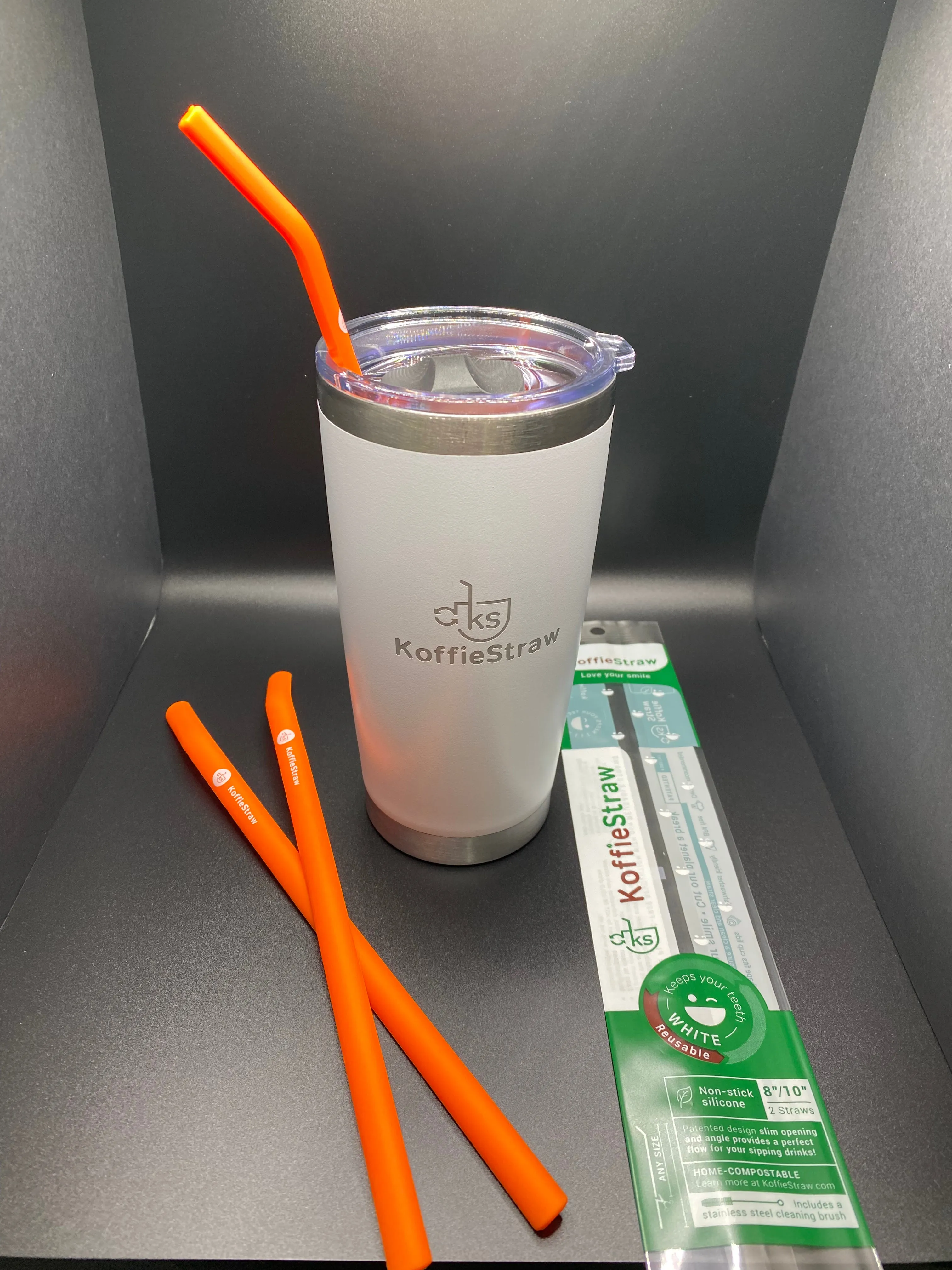 Iced KoffieStraw - 10" Straw with Cleaning Brush in Reusable packaging