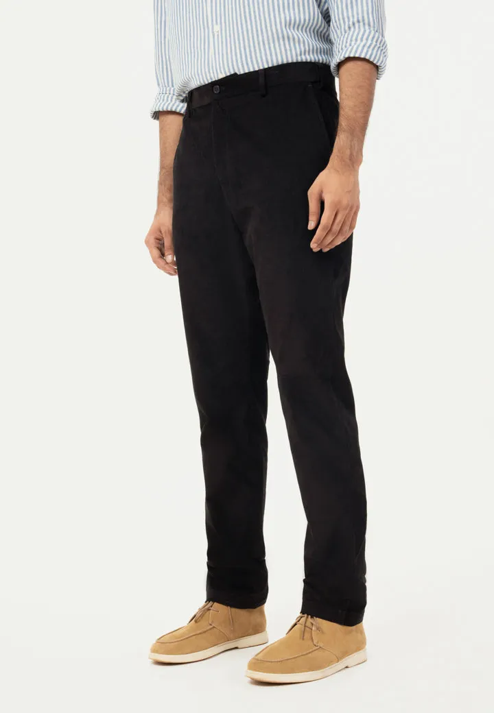 Intense Black Corduroy Stretch Pants