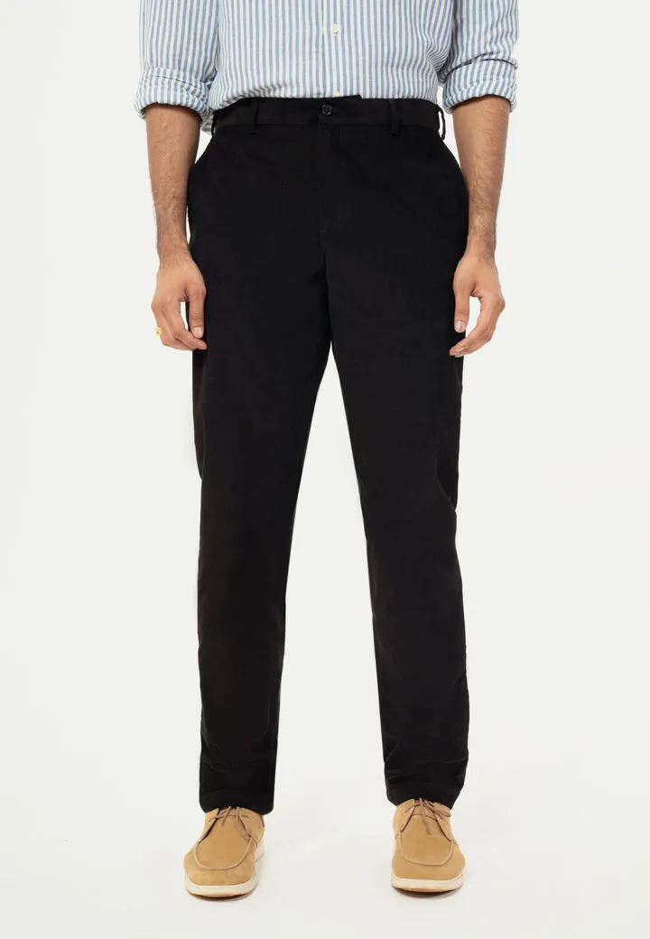 Intense Black Corduroy Stretch Pants