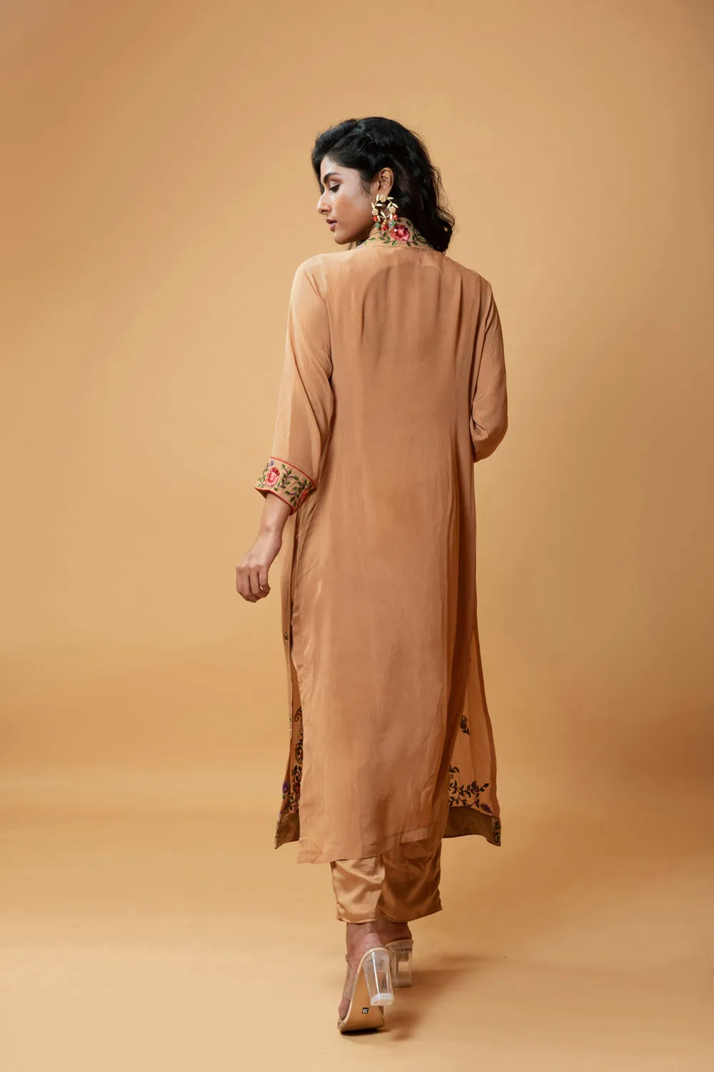 Light Bronze Coloured Jumpsuit And Jacket Set.