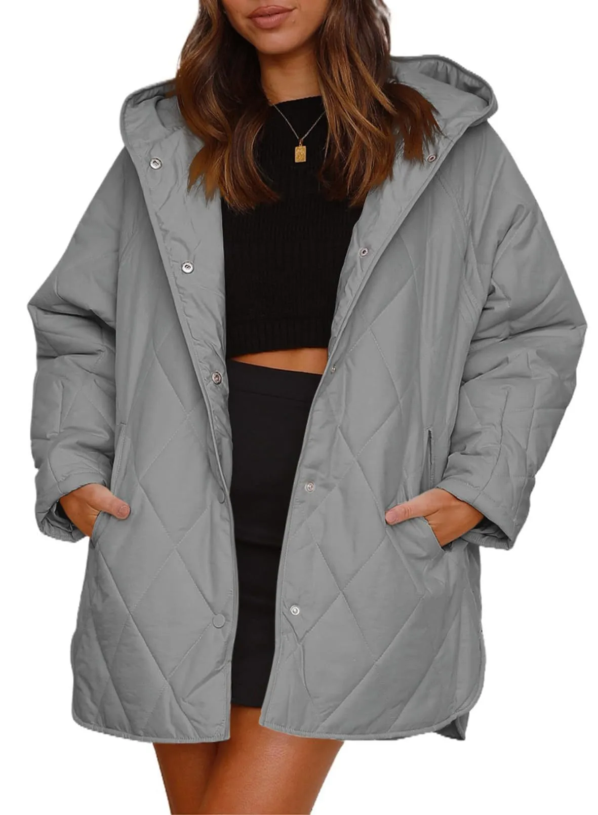 Lightweight women's jacket with quilted hood and hood