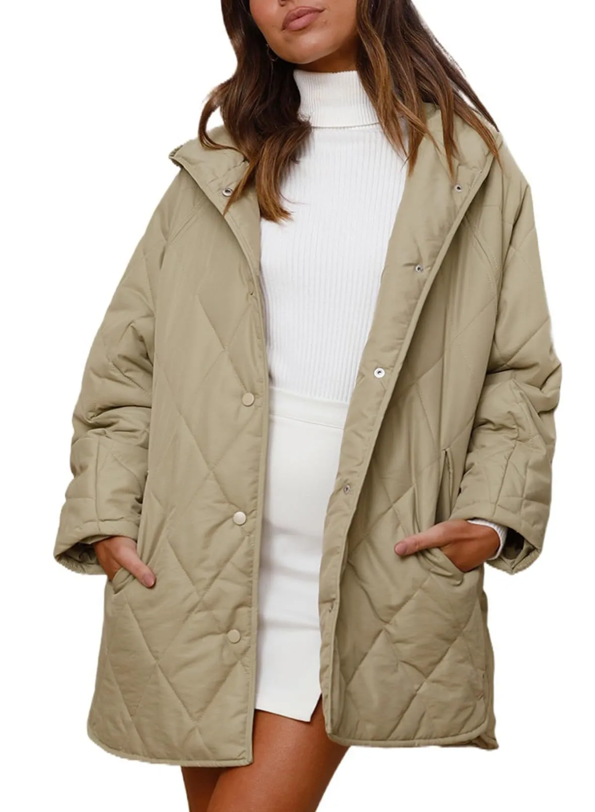 Lightweight women's jacket with quilted hood and hood