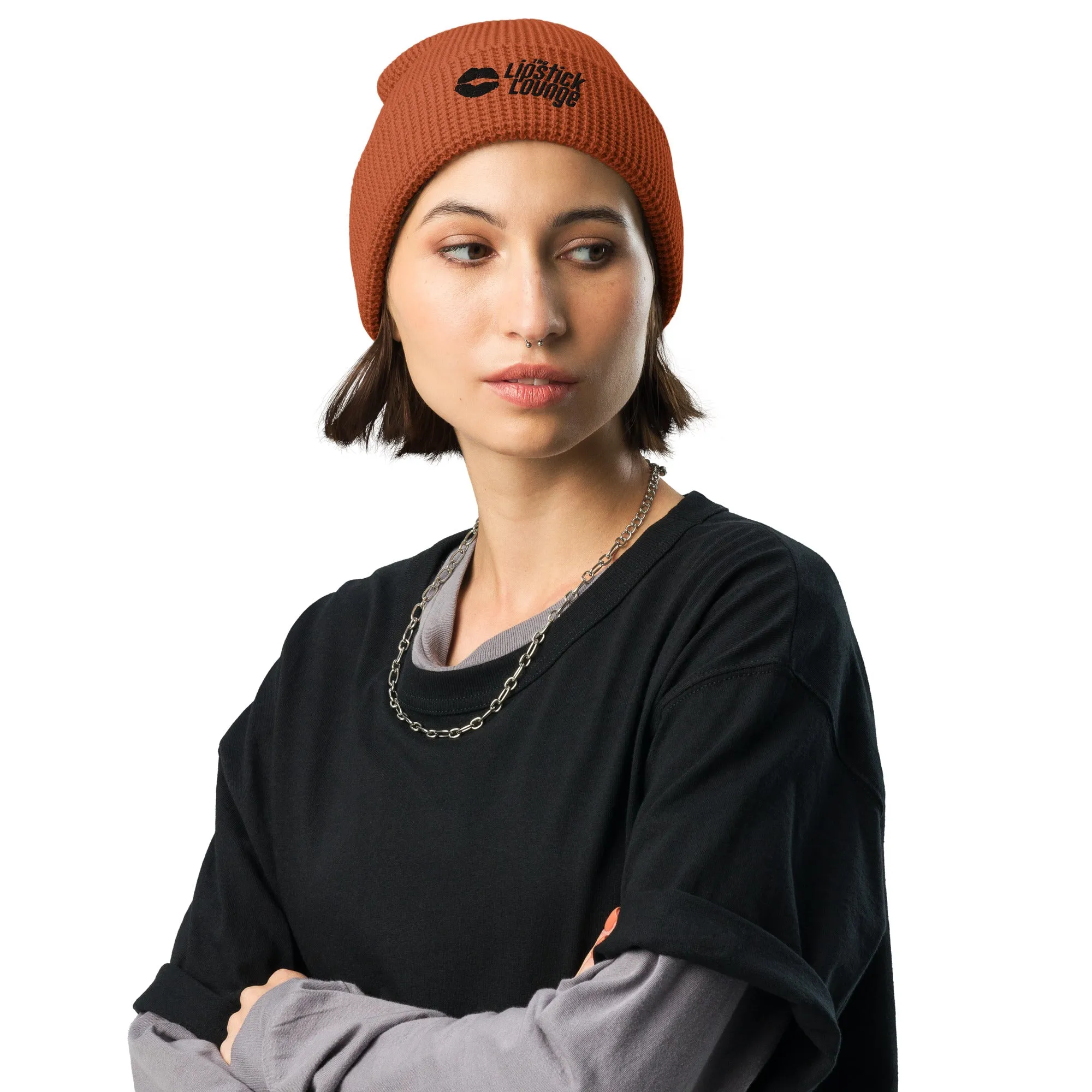 Lipstick Lounge Black Logo Waffle Beanie