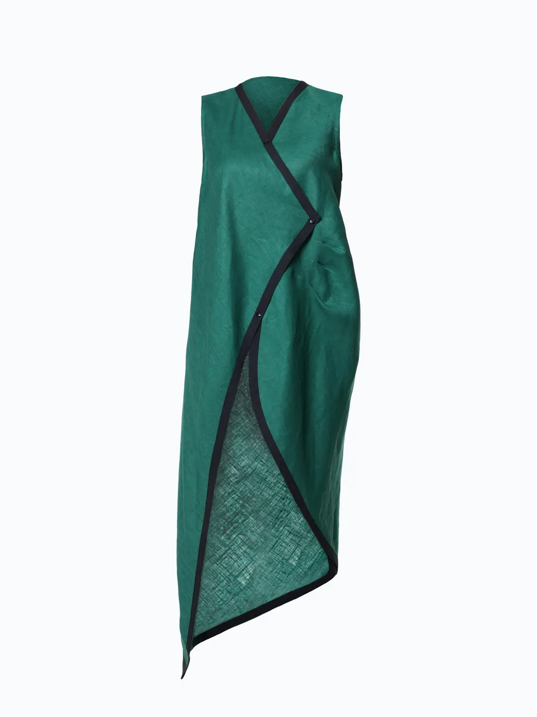 Long Linen Tunic Top In Green