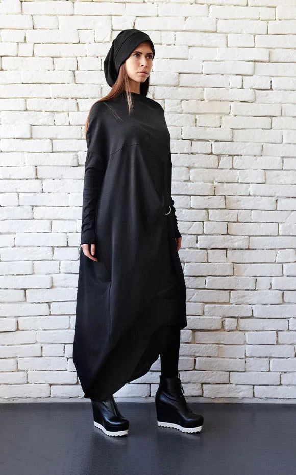 Long Sleeve Maxi Dress With Avant Garde Accent