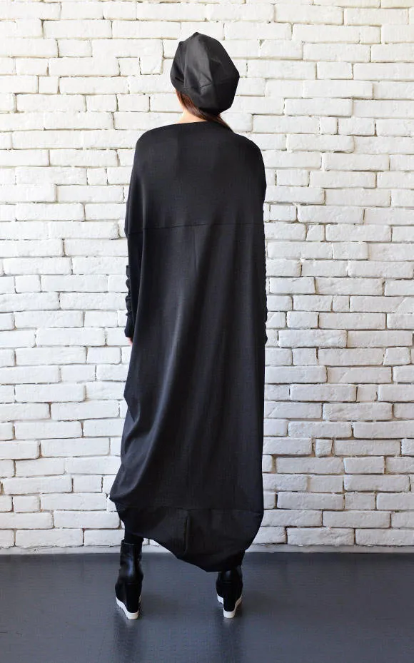 Long Sleeve Maxi Dress With Avant Garde Accent