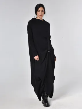 Long Sleeve Maxi Dress With Avant Garde Accent