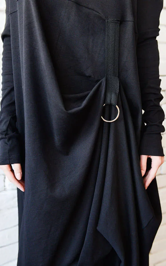 Long Sleeve Maxi Dress With Avant Garde Accent