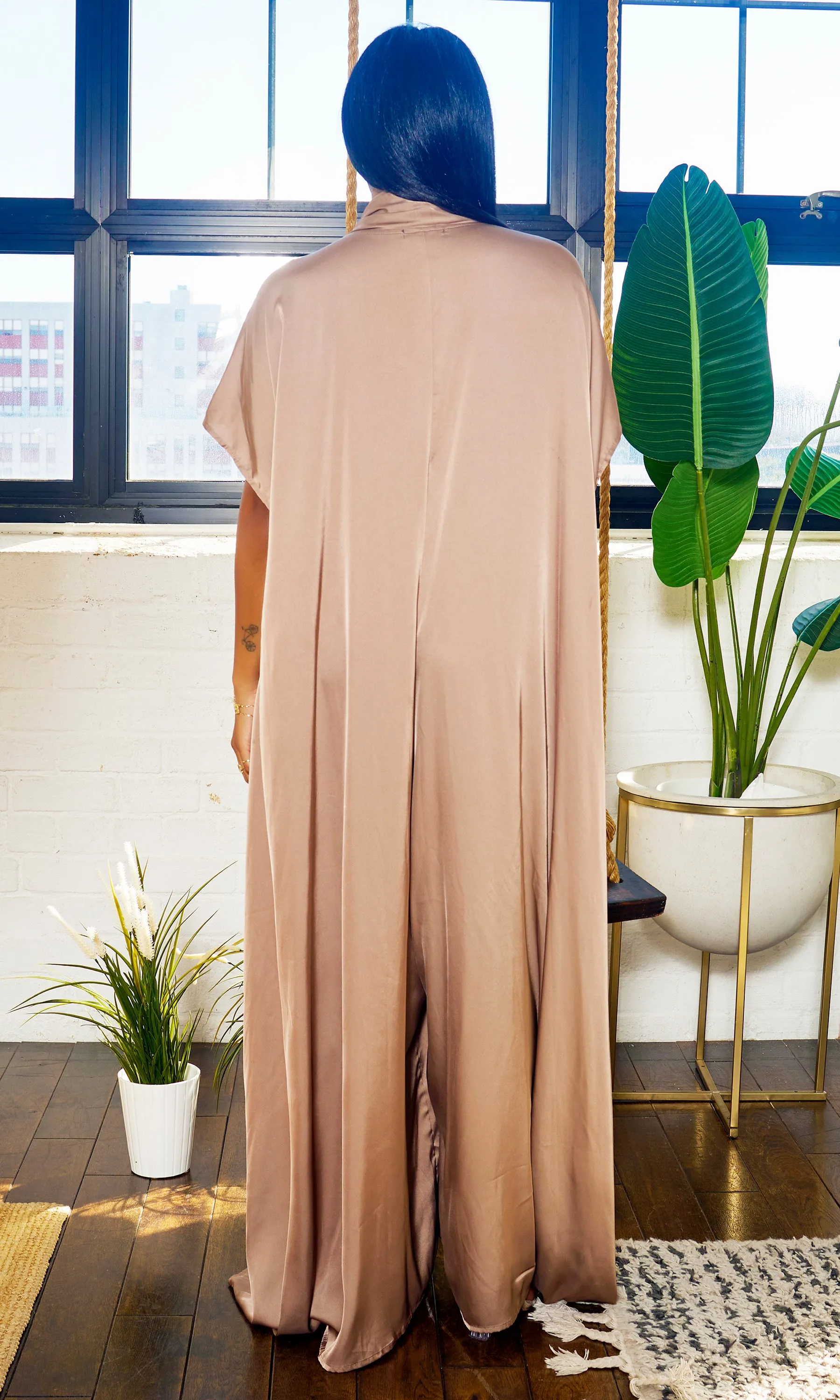 Luxe Drape Loose Fit Jumpsuit - Bronze