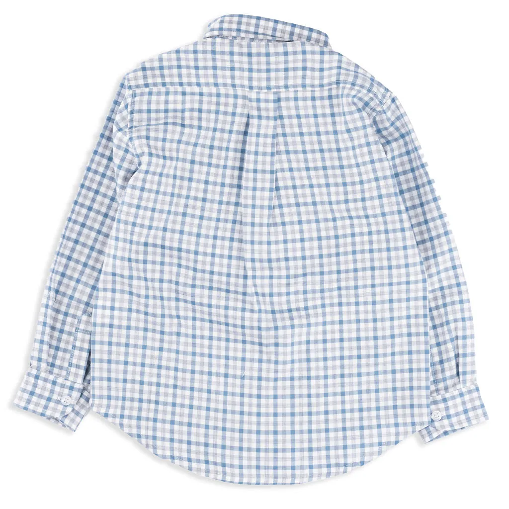 MB ML Kids Grey and Blue Check Shirt