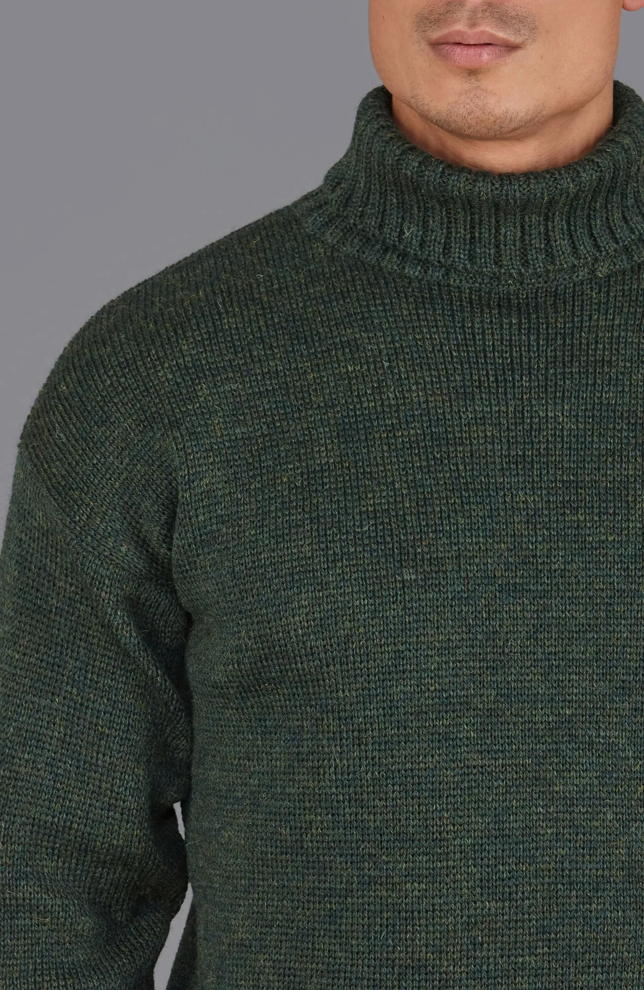 Mens British Wool Submariner Roll Neck Jumper