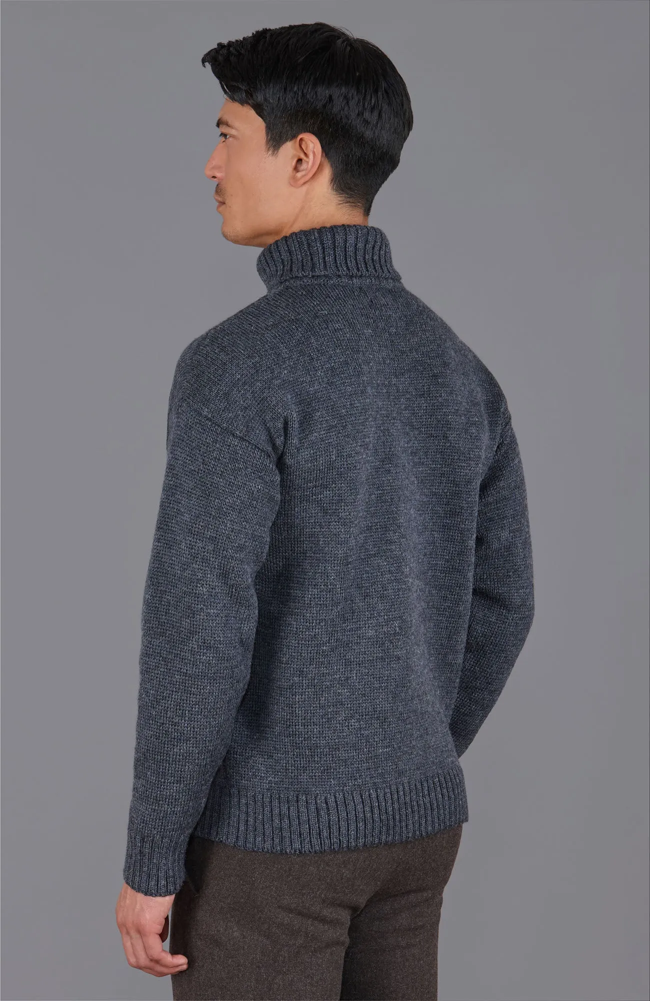 Mens British Wool Submariner Roll Neck Jumper