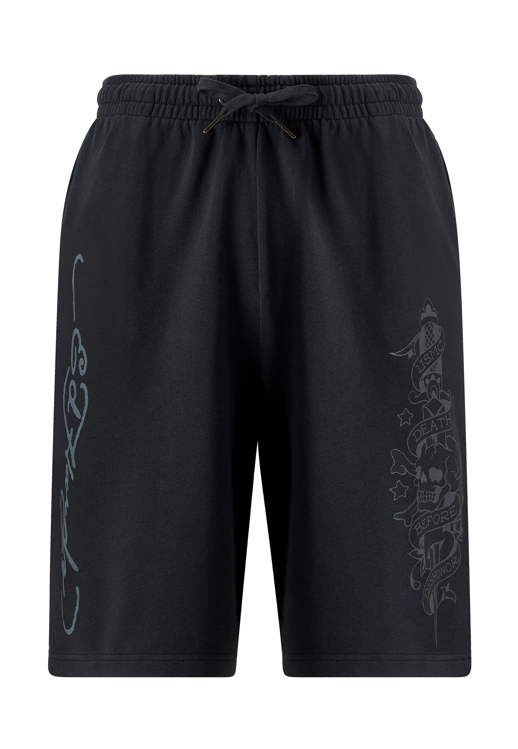 Mens Death Before Mono Sweat Shorts - Washed Black