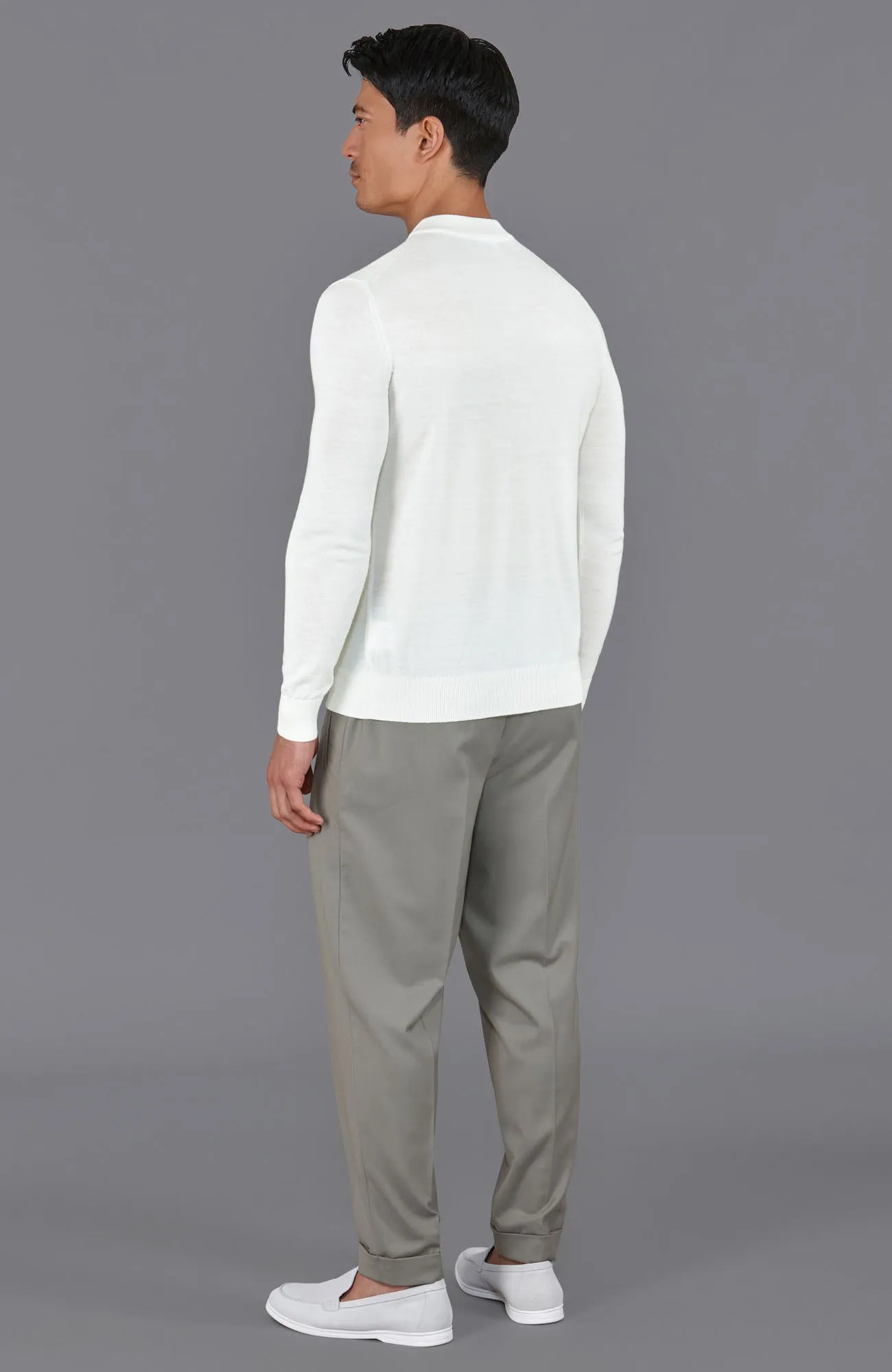 Mens Extra Fine Merino Narrow Mock Turtleneck Jumper