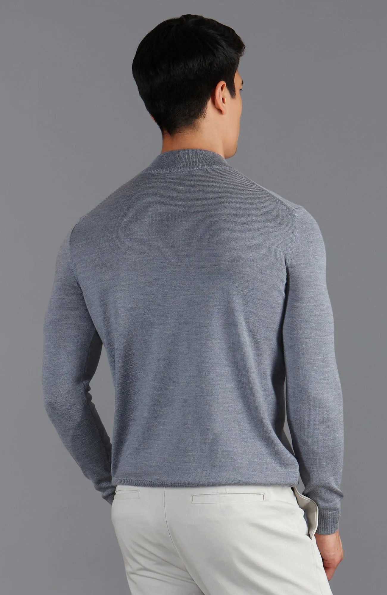 Mens Extra Fine Merino Wool Mock Turtleneck Jumper